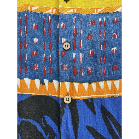 Riscatto Portofino Blue Yellow Red Hawaiian Shirt Mens Medium Short‎ Sleeve - Picture 2 of 10